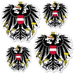 4Pcs Austria Austrian Coat of Arms Eagle Flag Vinyl Sticker Decals 4″ & 2″