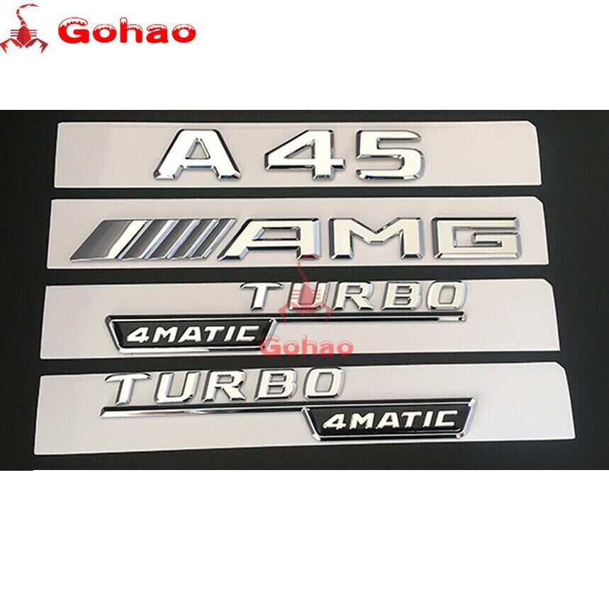 A45 TURBO 4MATIC Trunk Fender Emblem Badge Chromed Silver for A-Class W176 W177