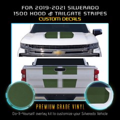 For 2019-2021 Silverado 1500 Hood Tailgate Stripe Graphic Decal Flat Matte Vinyl