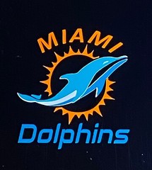 NFL MIAMI DOLPHINS w/ dolphin car decal 5 1/2 inch x 5 inch die cut sticker