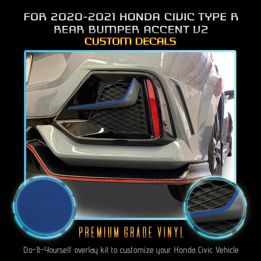 For 2020+ Civic Type R Rear Bumper Accent Graphic Decal – Satin Metallic Vinyl