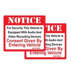 Notice For Security This Vehicle Is Equipped Audio 1 Pair of Stickers P925