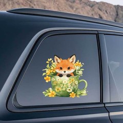 Animals in a Cup Stickers Vinyl Self-adhesive Personalized for Wall Car windows
