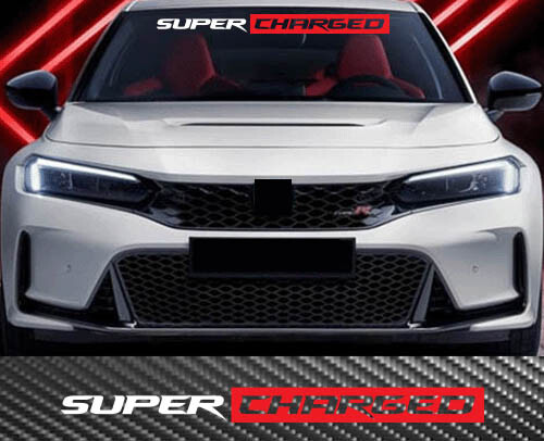 SUPERCHARGED Windshield Banner Decal Sticker Graphic 2 Color Sticker Car Truck B