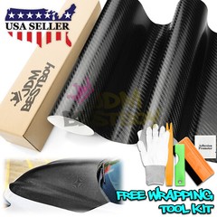 4D Carbon Fiber Black Glossy Vinyl Wrap Decal Sheet Bubble Free Sheet Film DIY