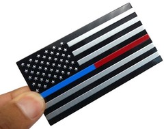ALUMINUM Thin Blue Red Line Decal Sticker Law Enforcement, Police, Firefighter