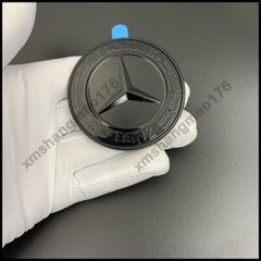 Glossy Black Flat Front Hood Paste Emblem AMG Laurel Wreath Badge For