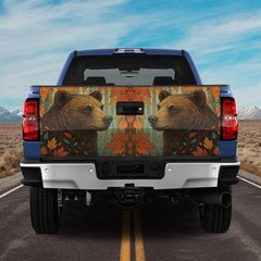 Brown Bear With Autumn Leaf Rustic Forest Wildlife Tailgate Wrap Decal