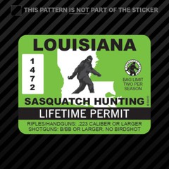 Louisiana Sasquatch Hunting Permit Sticker Vinyl Bigfoot 13igfo0T LA