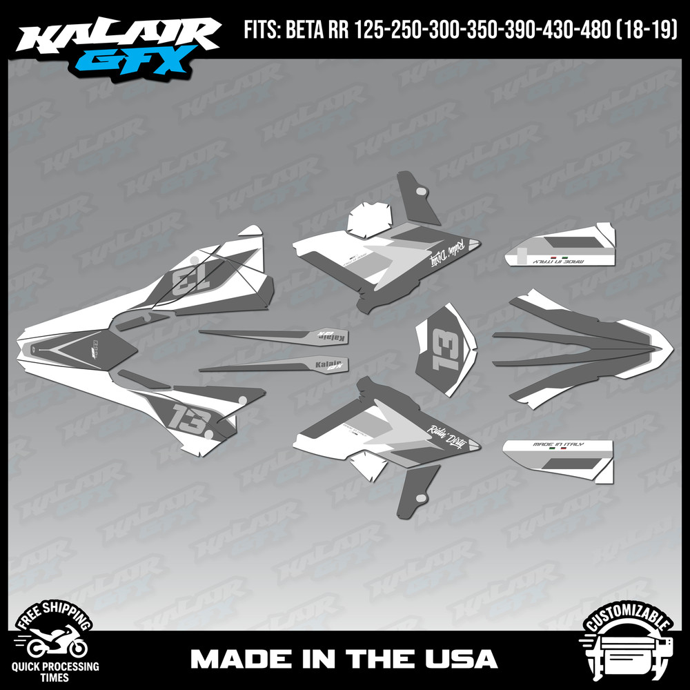Graphics Kit for Beta RR125 to RR480 Models (2018-2019) Factory-WHITE
