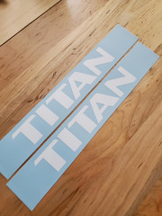 TITAN Decals Stickers Gloss WHITE 10″ pair (2) USA
