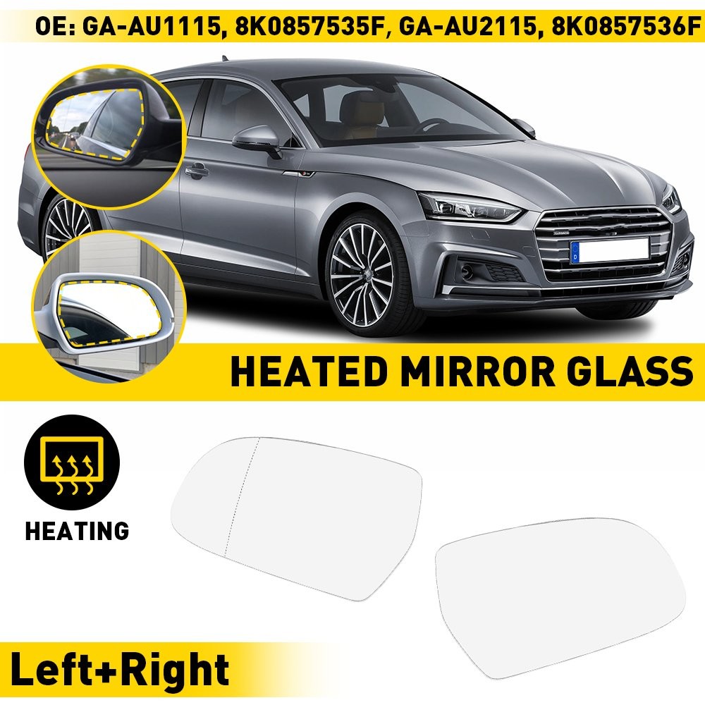 2/4X Mirror Glass Heated Backing Driver Left &Right Side for Audi A3 A4 A5 Quatt