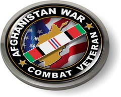 AFGHANISTAN WAR COMBAT VETERAN 3D Domed Emblem Car Sticker Chrome ROUND Bezel