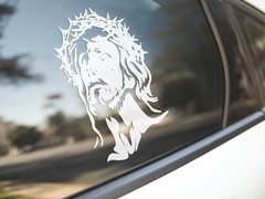 Decal Car Window, Holy face of Jesús. Glass/Window/Plastic/Ceramic/Metal USE.
