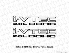 i-Vtec DOHC 2.0 Decals for s2000 RSX CRZ Civic Si ep3 k20 K Series JDM Stickers