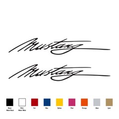 2pcs Mustang Script Signature Decal Vinyl Sticker for Ford Mustang Car