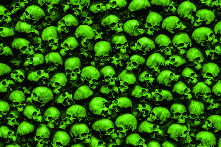 Green 3D Skulls Pile 24×36 Graphic Decal Vinyl Scooter Bike Motorcycle Car Wrap