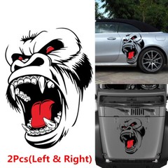 2Pcs Car Sticker Horror Ape Totem Graphic Decal Side Body Hood Decor Accessories