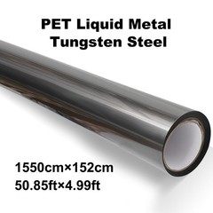 5FTx50FT PET Liquid Metal Tungsten Steel Vinyl Wrap US Stock Self Adhesive