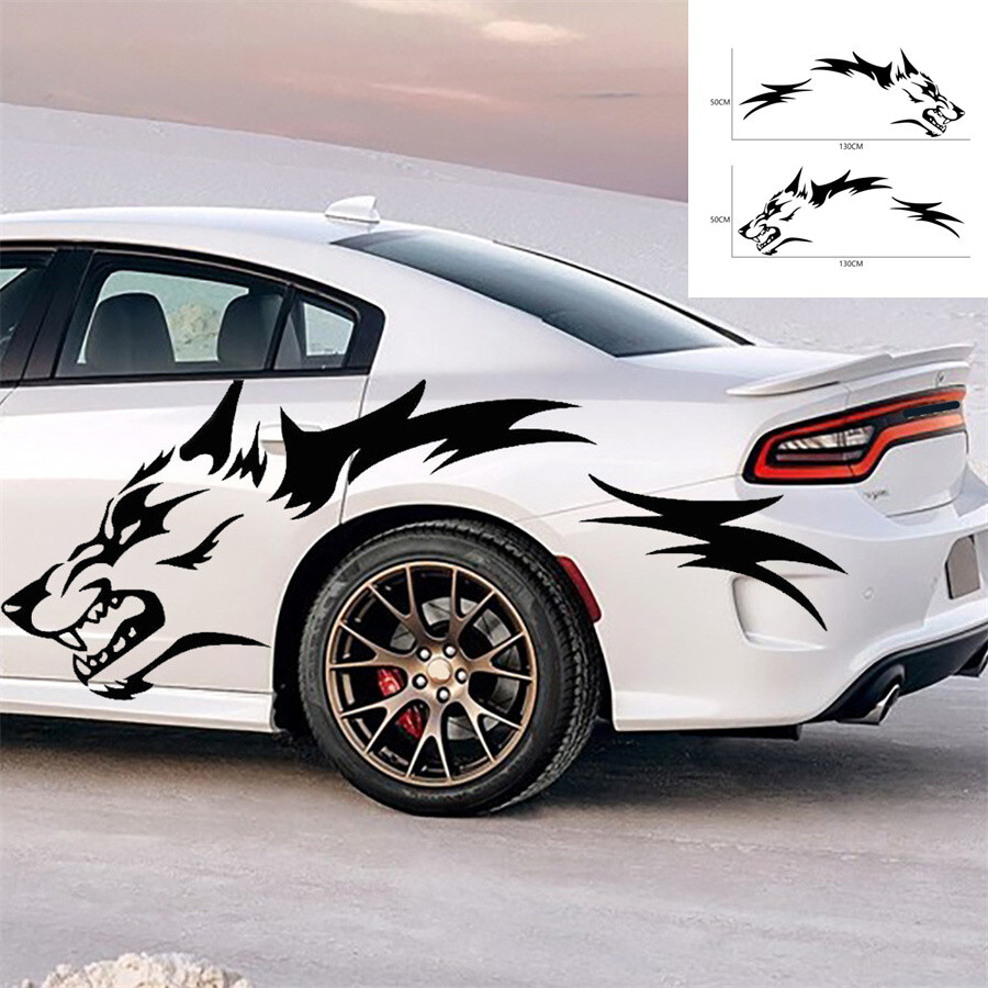 130x45cm Car Truck Stickers Running Wolf Fashion Vinyl Decals Door Side Stickers