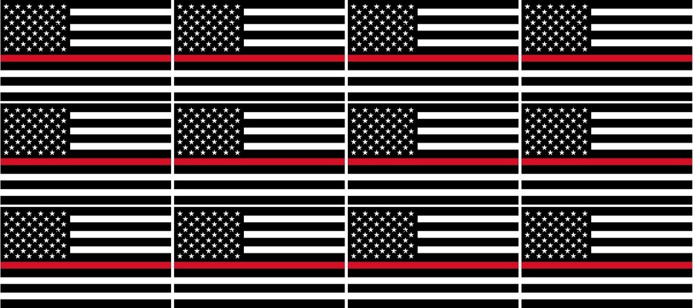 12 – 2″ Thin RED Line American BLACK WHITE Flag Decal Firefighter USA Sticker R