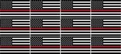 12 – 2″ Thin RED Line American BLACK WHITE Flag Decal Firefighter USA Sticker R