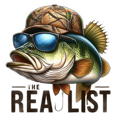 Fishing Phone Sticker (2 Inch) The Realist Fisherman Fish Hat Sunglasses Hook
