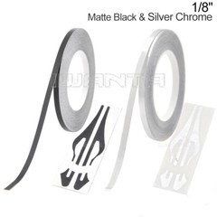 1/8″ 3mm Matte Black & Silver Chrome Pinstriping Pin Stripe Vinyl Decal Sticker