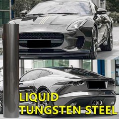 Liquid Metal Tungsten Gray 5FTx50FT PET Vinyl Wrap Self-Adhesive Air Release