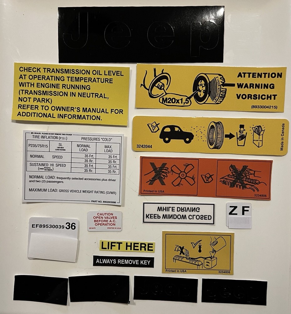Grand Wagoneer Complete 16 Decal Reproduction Set 1987-1991 For Jeep