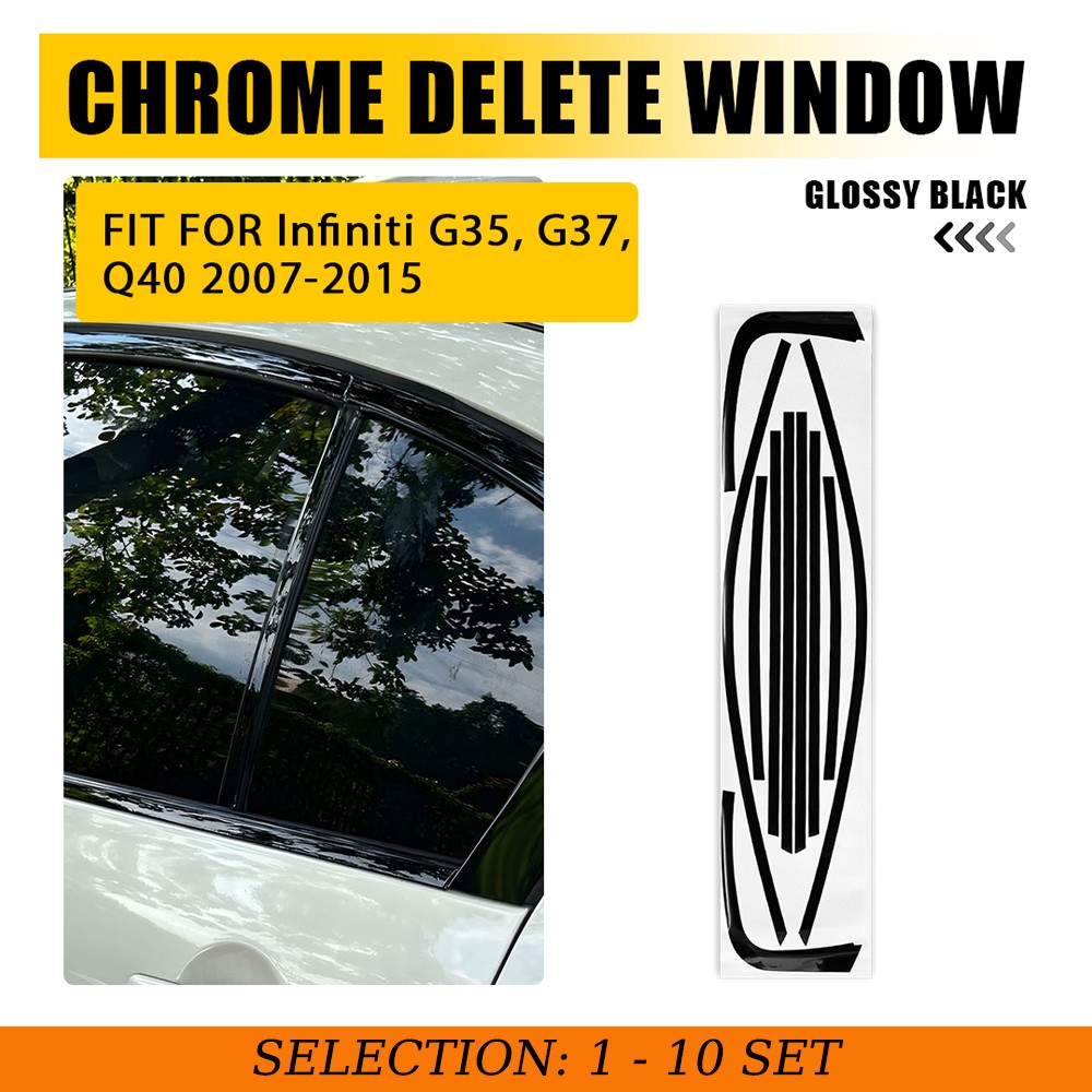 1-10Set Glossy Chrome Delete Window Trim Overlay for Infiniti G35 G37 Q40 07-15