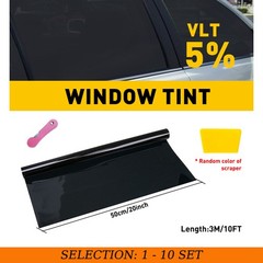 1-10 5% VLT Window Tint Film 20″x10ft Auto Glass Heat Insulation Privacy Kit DIY