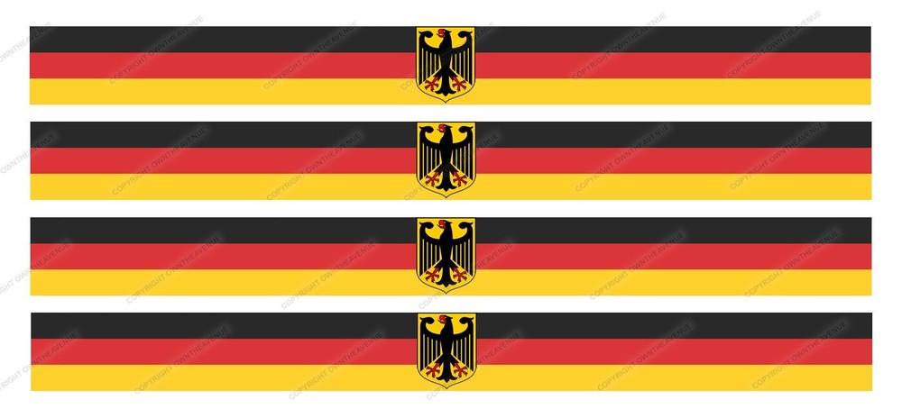 4Pcs Pack Lot German Germany Racing Stripes Flag Sticker Decals 5″