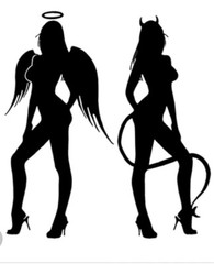 SEXY ANGLE & DEVIL Vinyl Decal -Sticker for Car Truck Bumper Wall Window bottle
