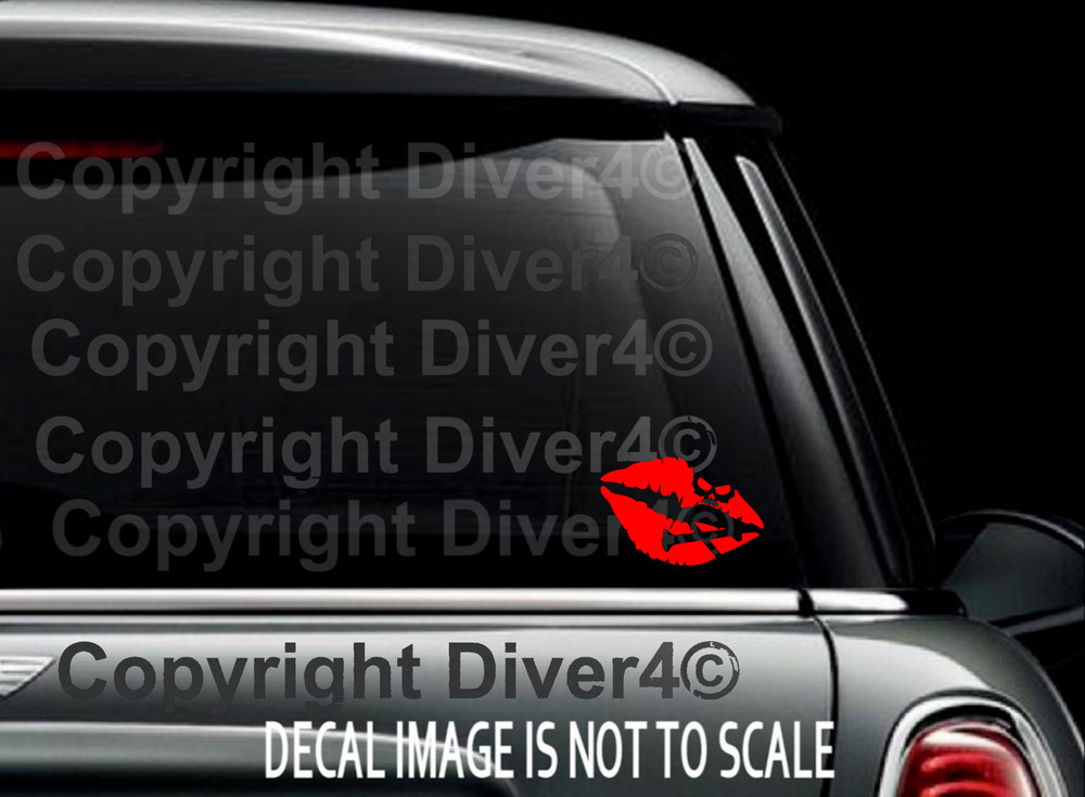 Skull & Crossbones Lips Custom Car Van Window Decal Bumper Sticker US Seller