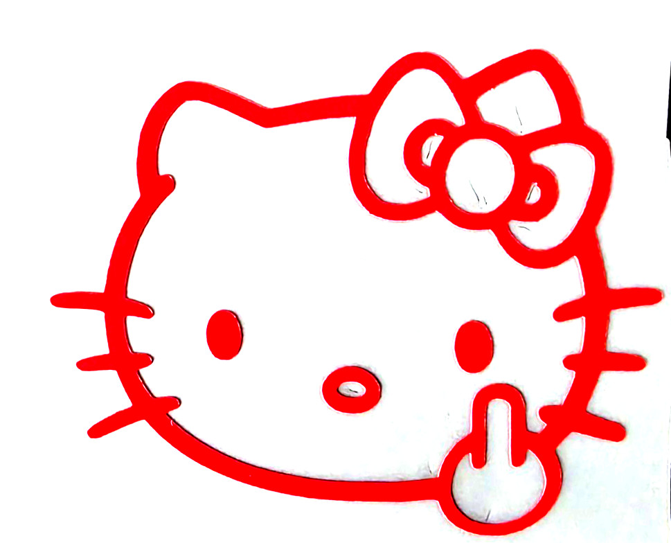 Red Hello Kitty Finger 4 Inches Vinyl Decal Sticker For Any Surface 4/20
