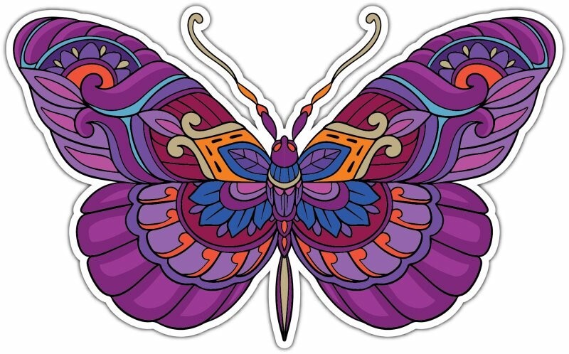Colorful Butterfly Mandala Car Bumper Window Sticker Decal 5″X4″