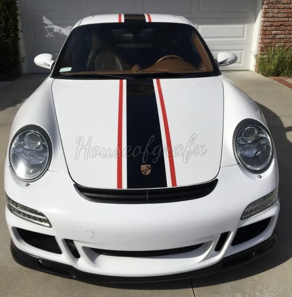 2 Color Rally Stripes decals fit any year PORSCHE Boxter 911 997 911 Carrera
