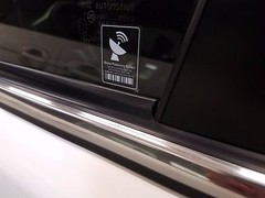 2 pc – 1.75″ x 1.25″ GPS Anti-Theft Tracking Printed Clear / White Decal STICKER