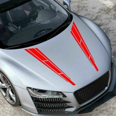 2Pcs 4.5” x 31” Red Vinyl Car Hood Graphic Decals Racing Sport Stripe Sticker