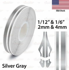 1/2″ Roll Vinyl Pinstriping Pin Stripe Double Line Tape Sticker 12mm SILVER GRAY