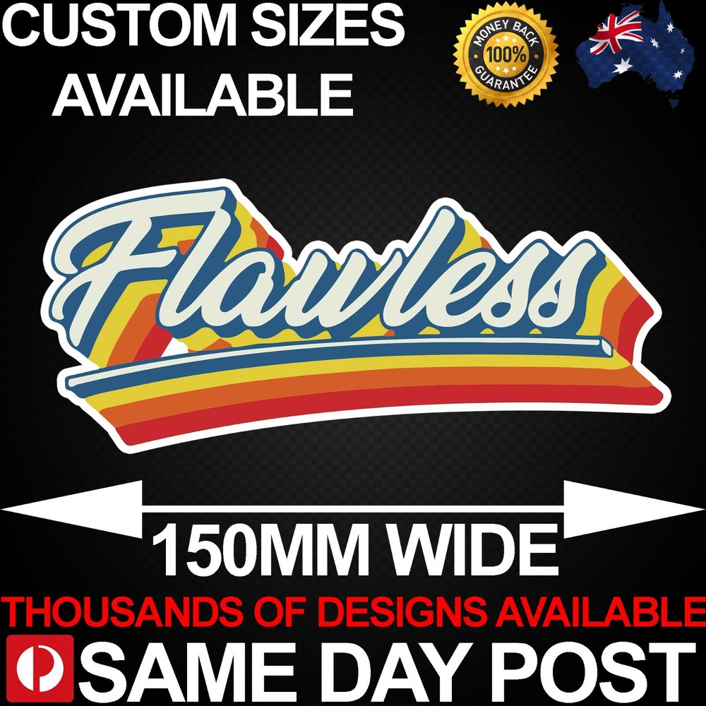 FLAWLESS RAINBOW 150mm Wide Vinyl Car Sticker Decal Funny Meme Cheap