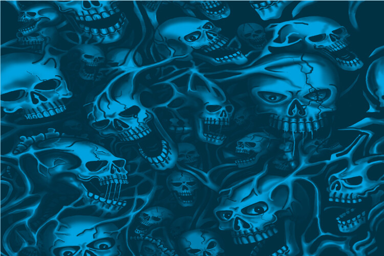 Ghost Skulls Blue Graphic Decal Vinyl Bike Motorcycle Car Wrap 24×36 Seamless US