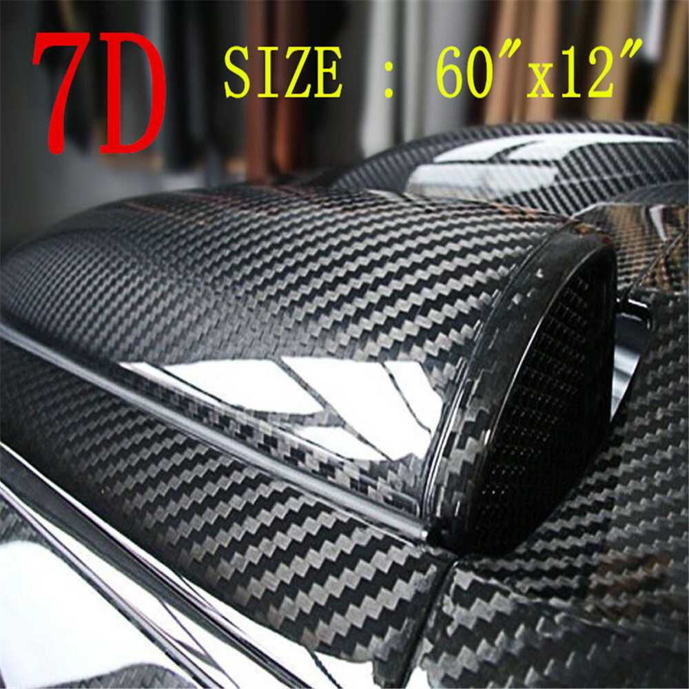 Black Carbon Fiber 12×60 inches 5Years Car Wrap Vinyl Roll with Air Release