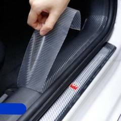 Car Door Body Protector Sill Scuff Cover Sticker Anti-scratch Carbon Fiber White