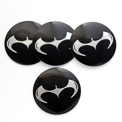 4Pcs 65mm Black Silver Batman Logo Car Truck Wheel Center Hub Cap Badge Stickers