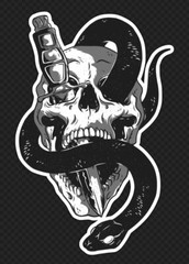 3” Vintage Snake Skull Tattoo Sticker Dagger Motorcycle Biker Goth Rock Military