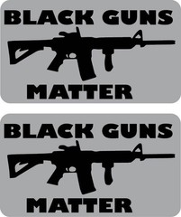 Black Guns Matter Printed On Metallic Silver Vinyl NRA 1 Pair Sticker 2×3.5 P60