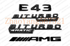 Gloss Black Emblems Logos Letters for Mercedes-Benz E43 Biturbo 4Matic AMG W213