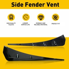 2/Car Exterior Side Fender Vent Air Wing Cover Trim Universal Glossy Black US M